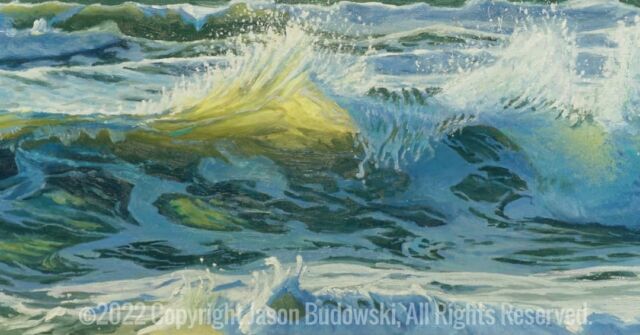 Folding Waves at Sundown. Swipe for full painting. Oil on panel. 29"x10". 
.
.
.
.
.
.
#oil #oilpainting #paintingoftheday #sfartist #painting #fineart #realism #expressionism #pacific #surf #oceanart #surfart #galleryart #draw #sketch #contemporarypainter #art #visualart #instagood #instaartist #arte #waveart #wavepainting #drawing #budowski #bayareaartschool #bayareaartist #oceanart