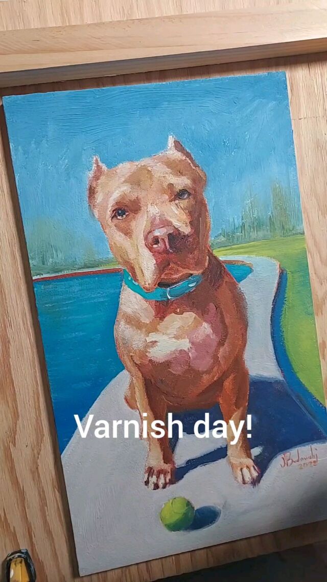 Varnished and ready for auction at Beyond Rescue's anniversary party on Sunday.  All money raised to this amazing group of wonderful people and pups @gobeyondrescue.  Bring some scratch,  make it rain, take home this painting and leave knowing your help goes a very long way. 
.
.
.
#oilpainting #petportrait #dogart #paintingoftheday #painting #visualartist #sfartist #bayareaartschool #artteacher #pitbull #realism #expressionism #dogsofinstagram #petlovers #artwork #artoftheday #artistic #artsy #artofvisuals #artistsoninstagram #arts